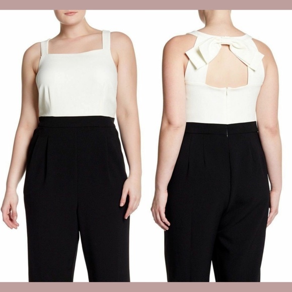 NEW Vince Camuto [‎ PLUS 22W ] Kors Square Neck with Bow Crepe Jumpsuit - Picture 2 of 12